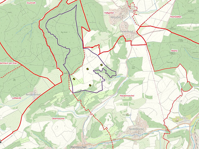 Standortkarte Windpark Niedermoschel