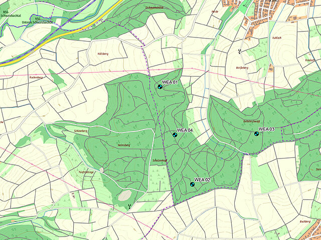 Lageplan Windpark Eschelbronn